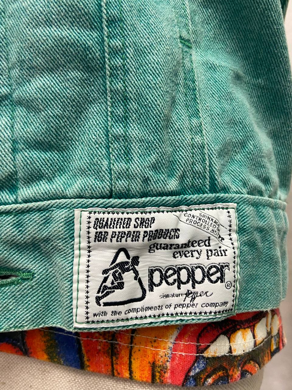Giacca in denim verdeacqua Pepper - Made in Italy 80s