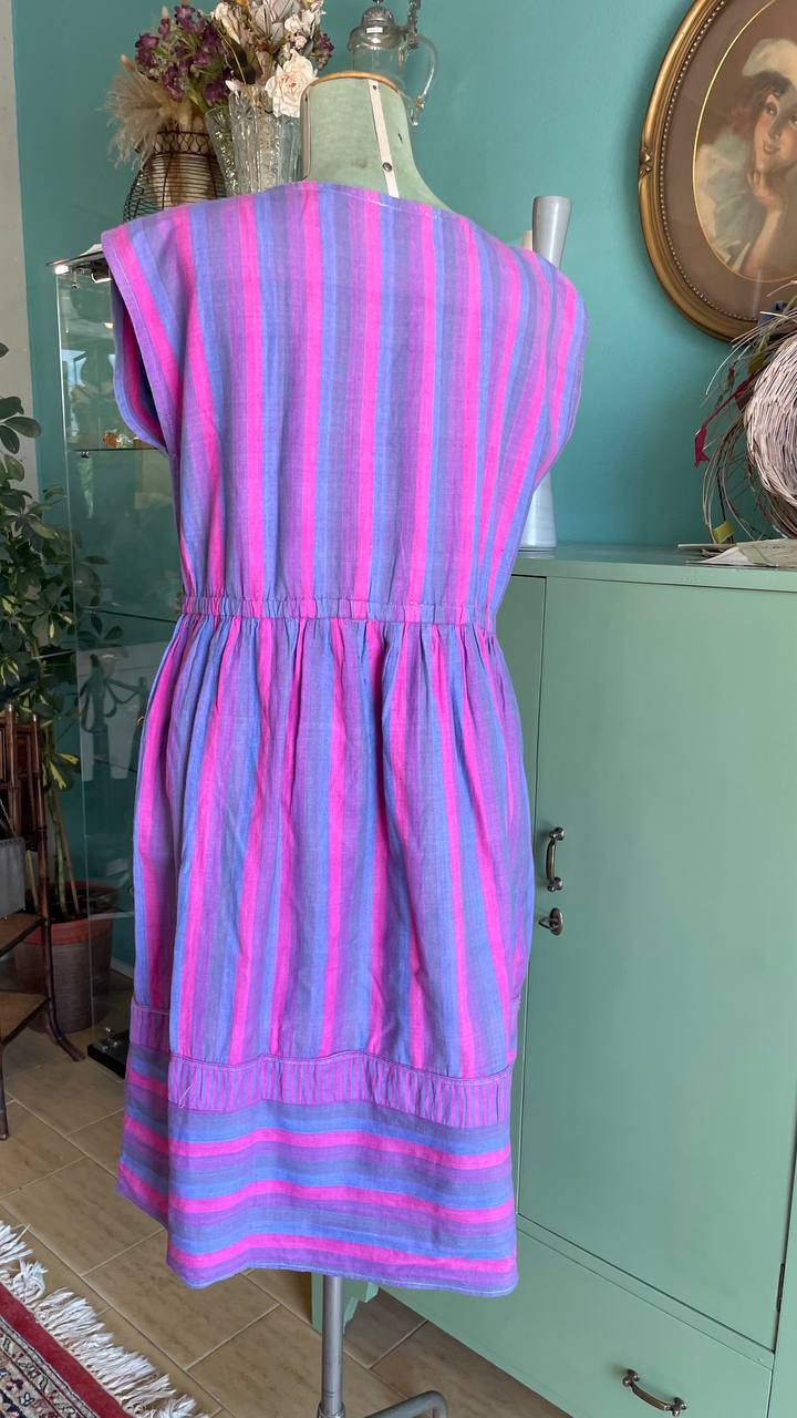 Abito cotone 1980s a righe - tg.50/52