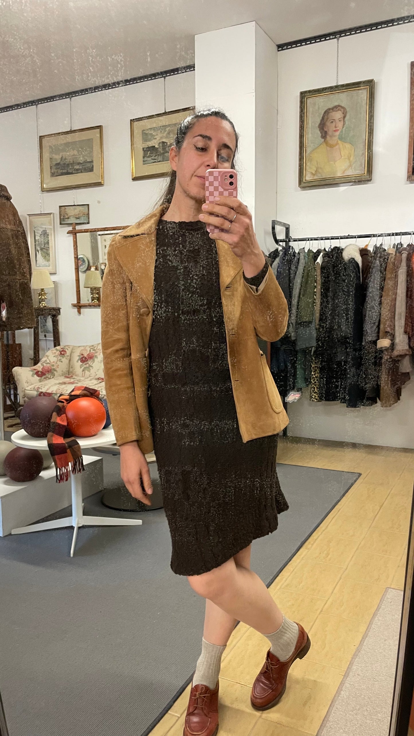 Giacca anni 70 scamosciata tg.Xs - pelletteria di lusso