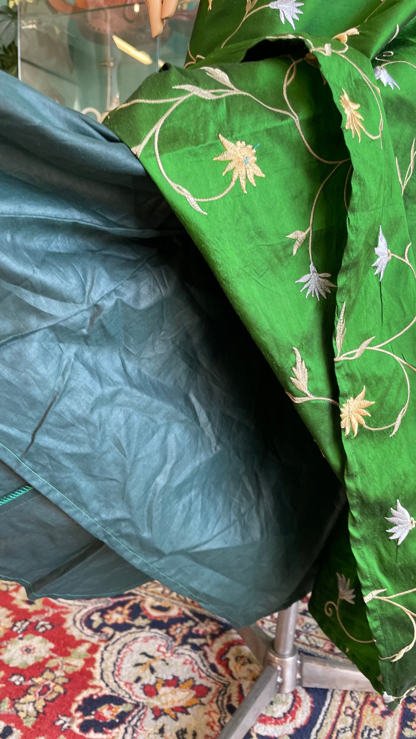 Gonna vintage in shantung verde sartoriale - tg.46/48