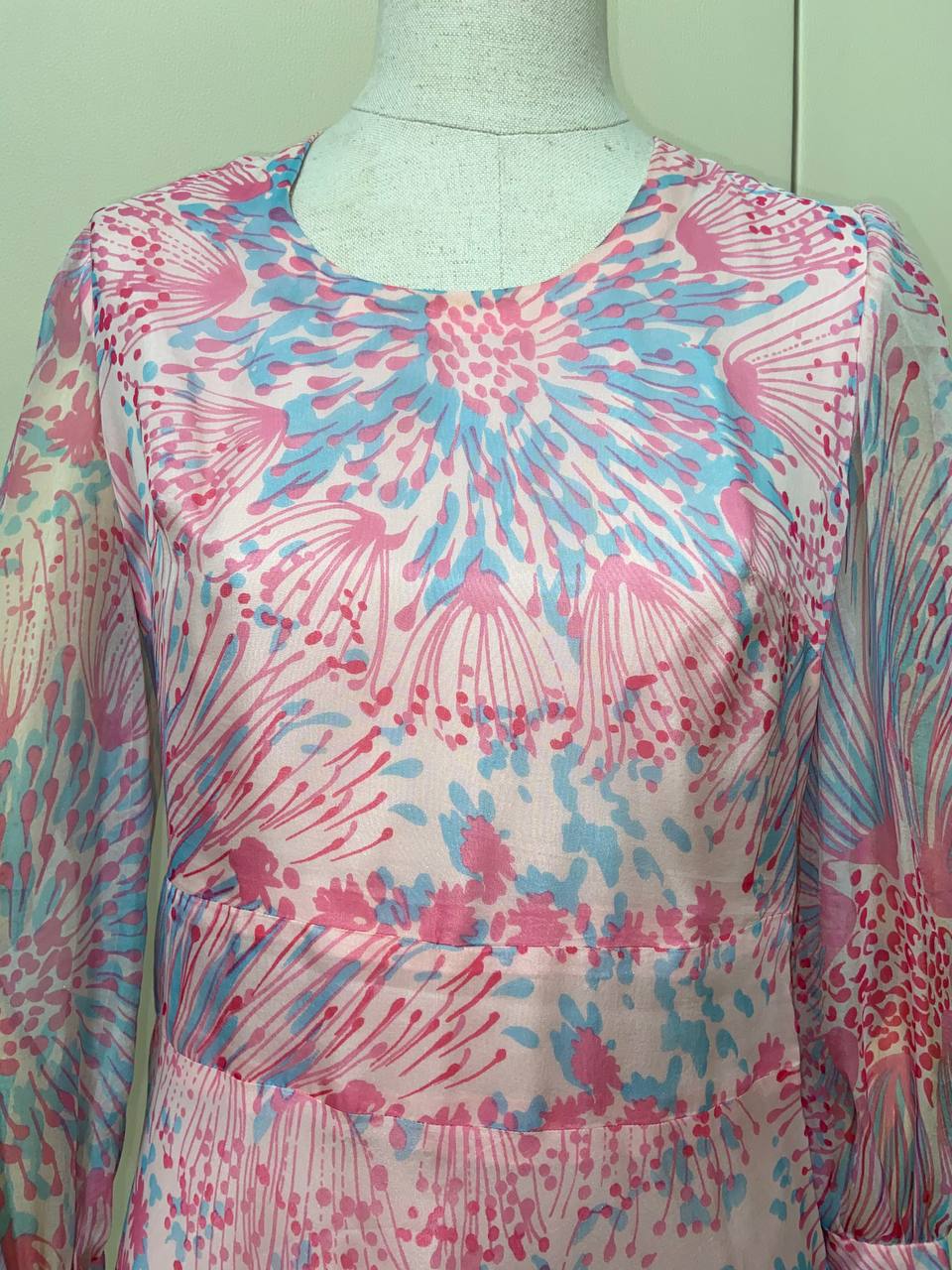 Abito sartoriale in seta pura anni '60 floreale - tg.40