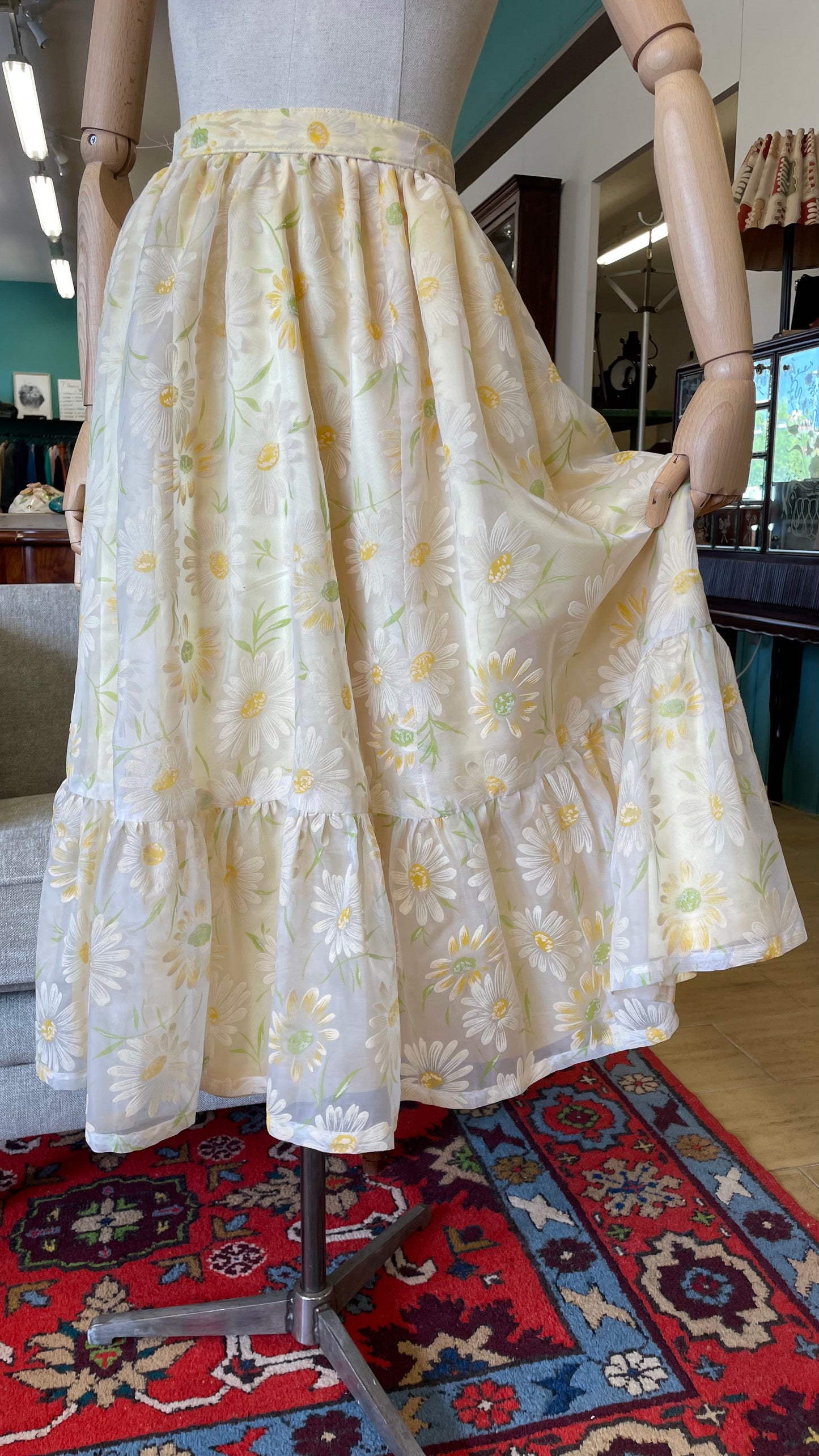 Gonna anni 70 in tulle con margherite