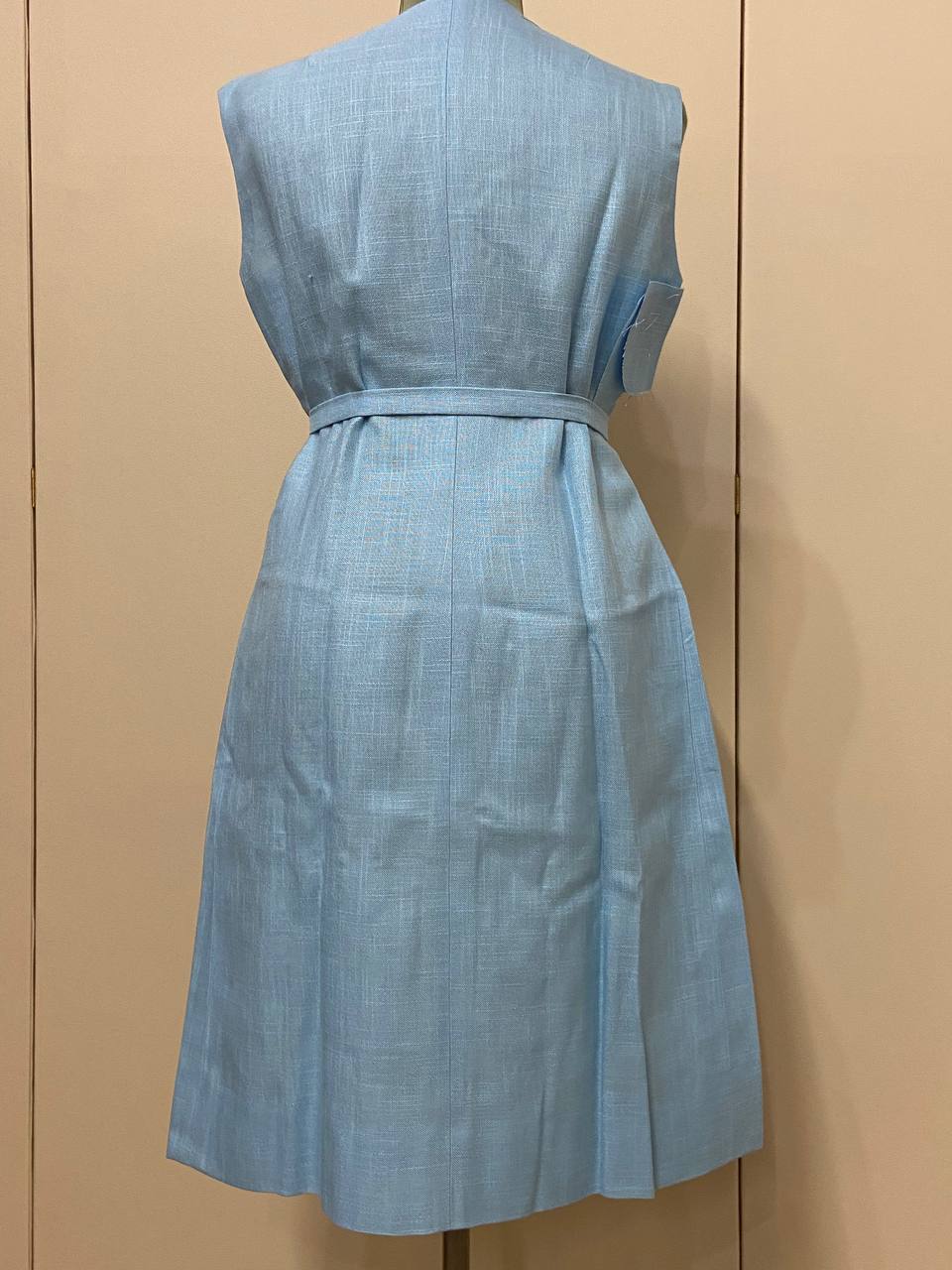 Abito sartoriale in lino smanicato - tg.52 deadstock - anni 60