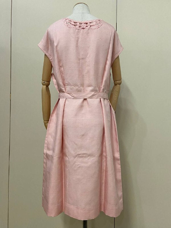 Scamiciato rosa in shantung di seta. tg. 58, deadstock