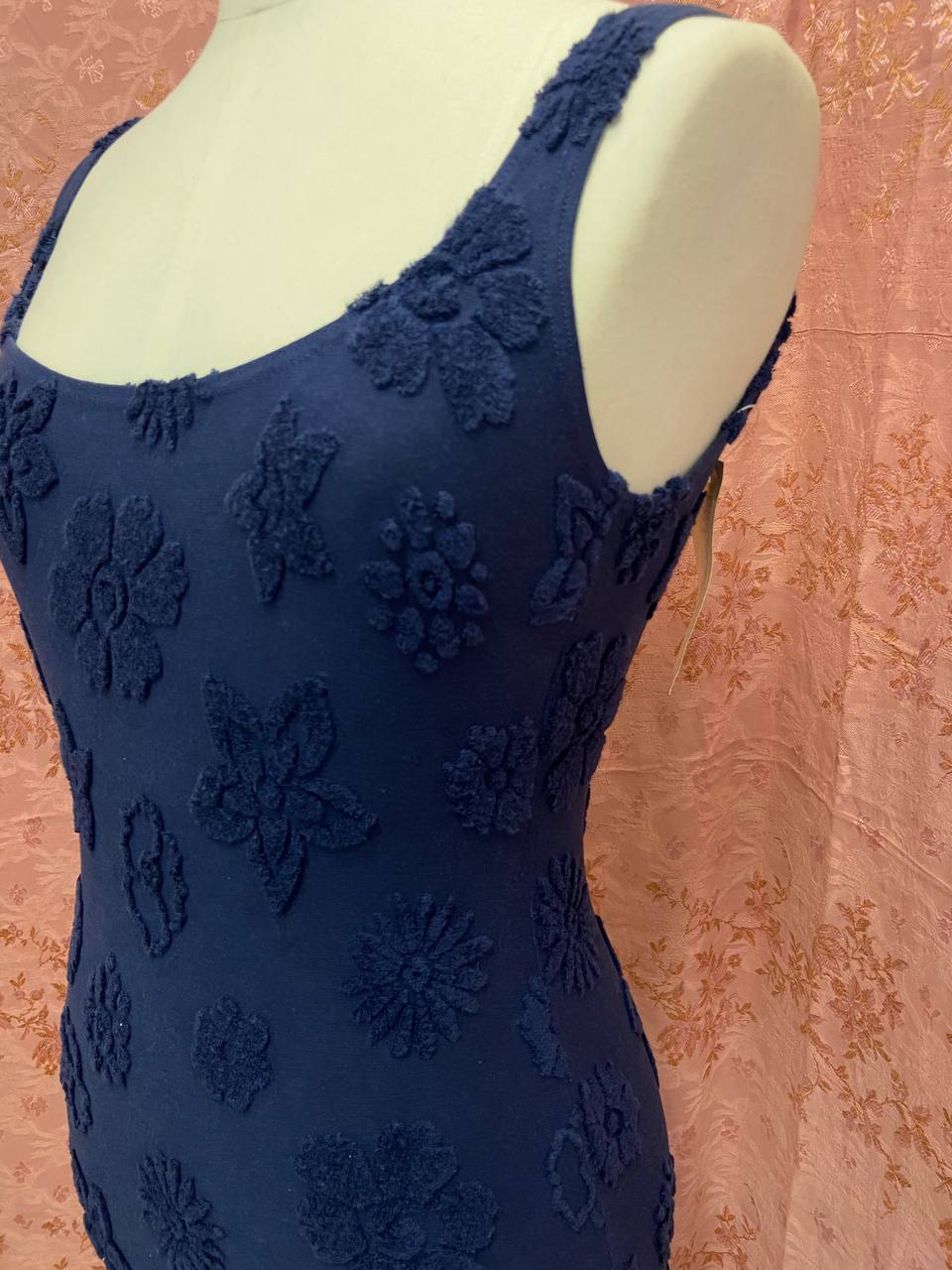 Costume intero in cotone blu con pantaloncino, linea "South Pacific" di Silvy - deadstock