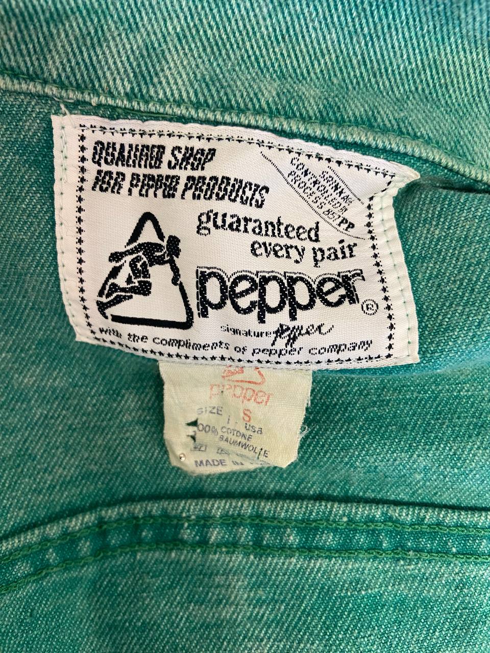 Giacca in denim verdeacqua Pepper - Made in Italy 80s