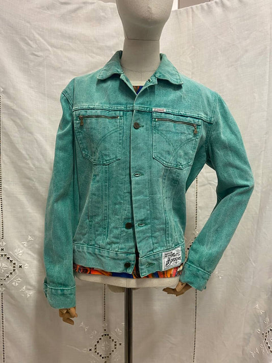 Giacca in denim verdeacqua Pepper - Made in Italy 80s