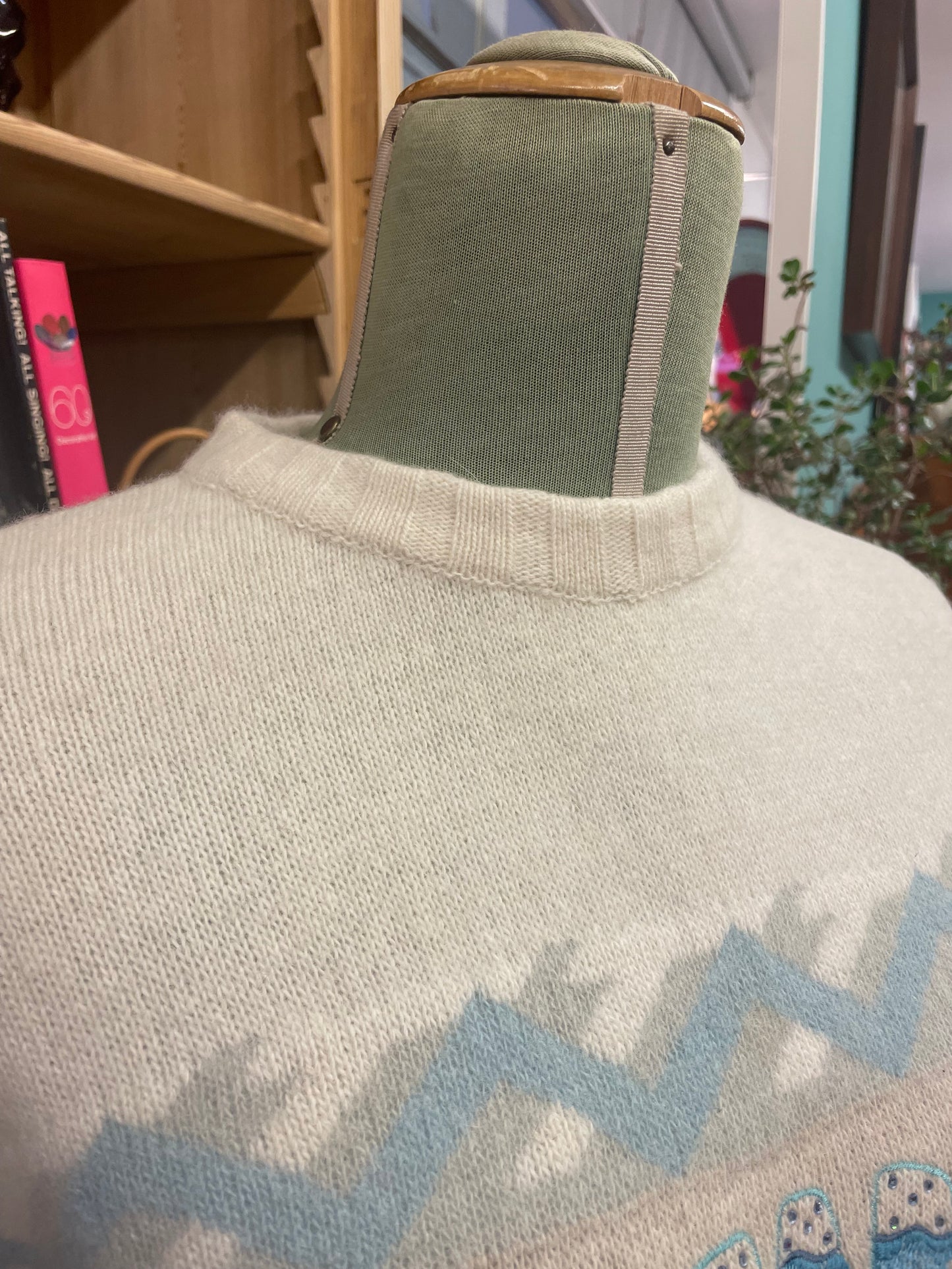 Maglione in lana anni 90 con ricamo "Antartic"