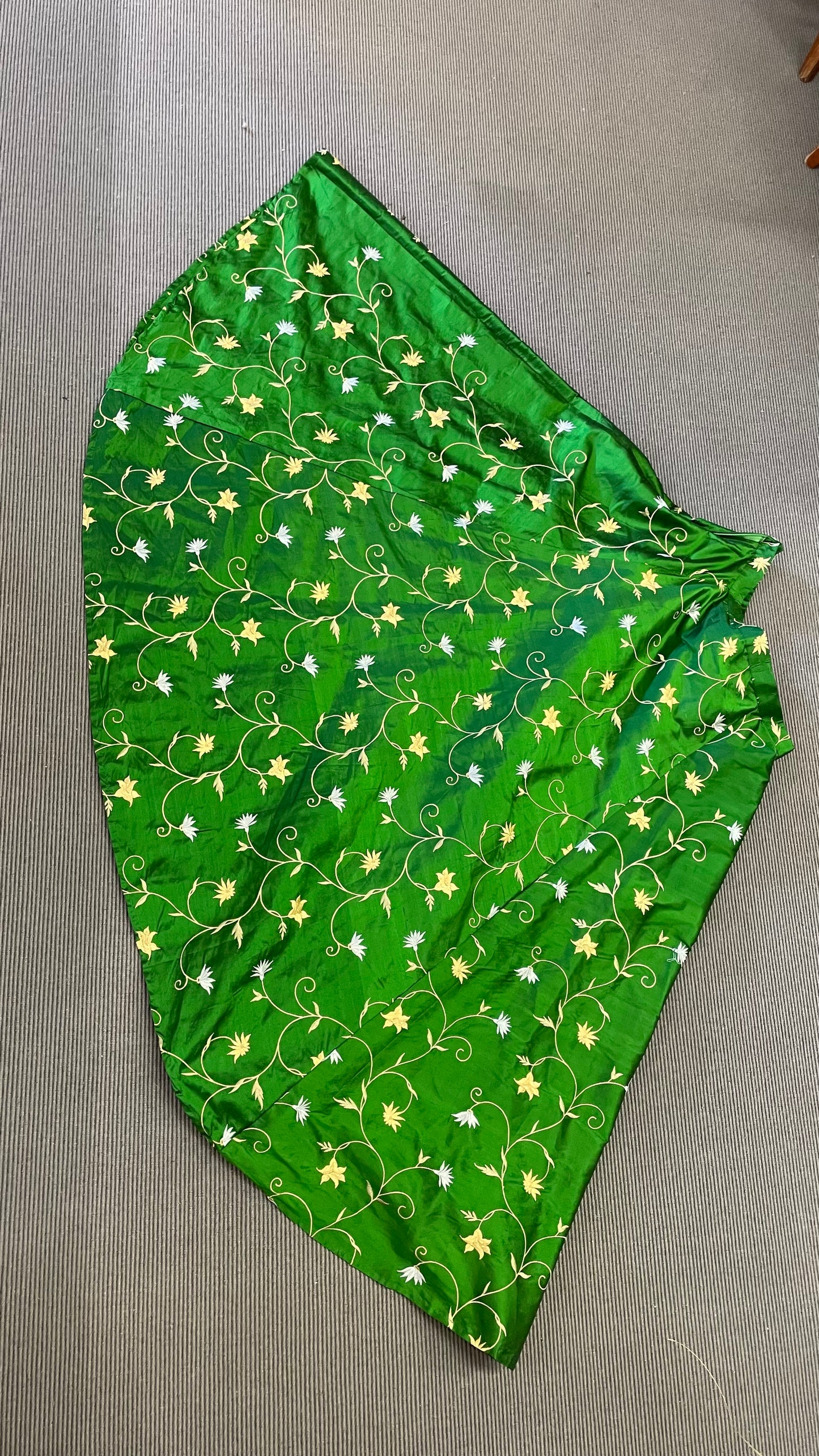 Gonna vintage in shantung verde sartoriale - tg.46/48