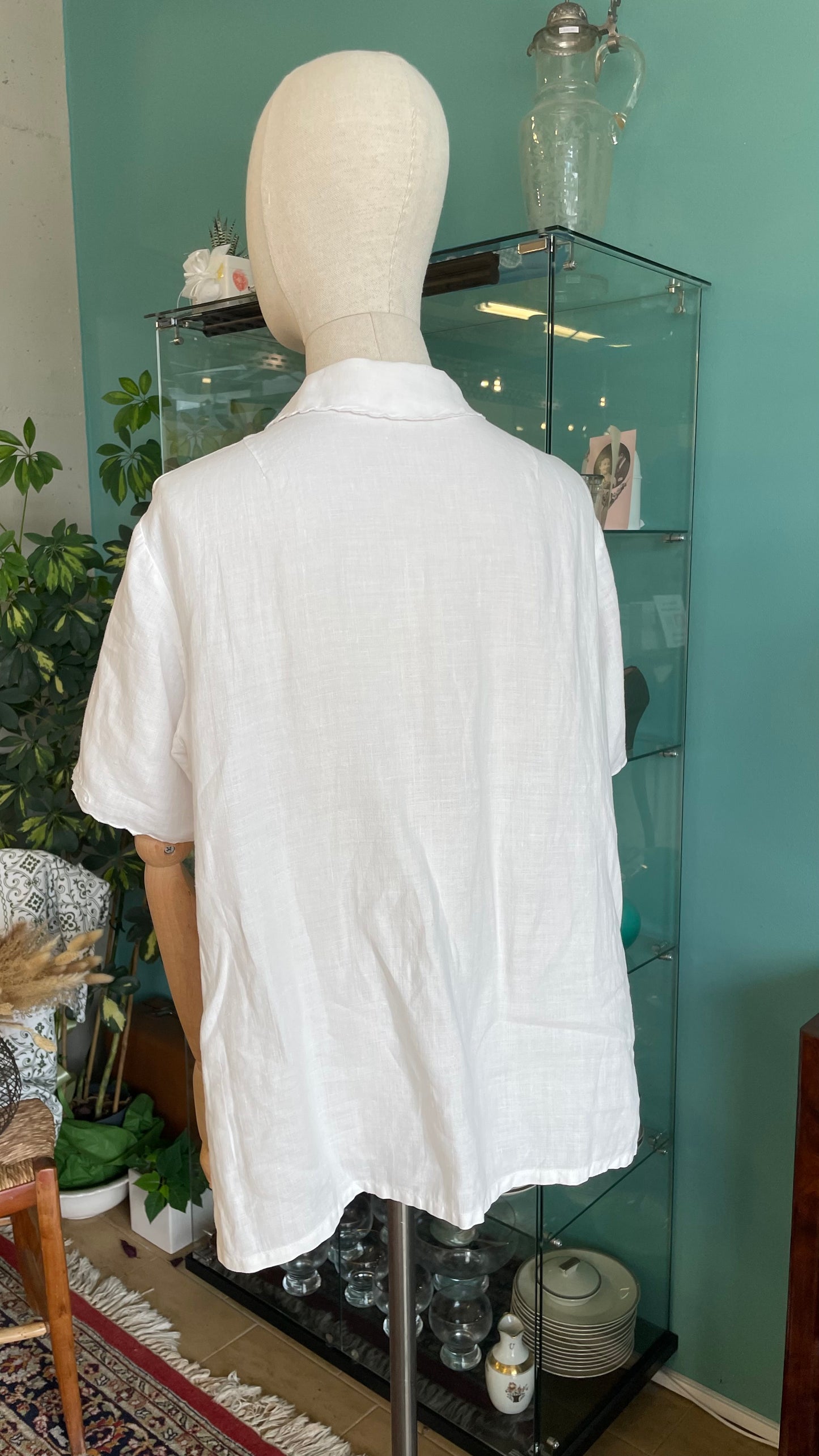 Camicia in cotone anni 50 - ricamata a mano. Tg.48/50