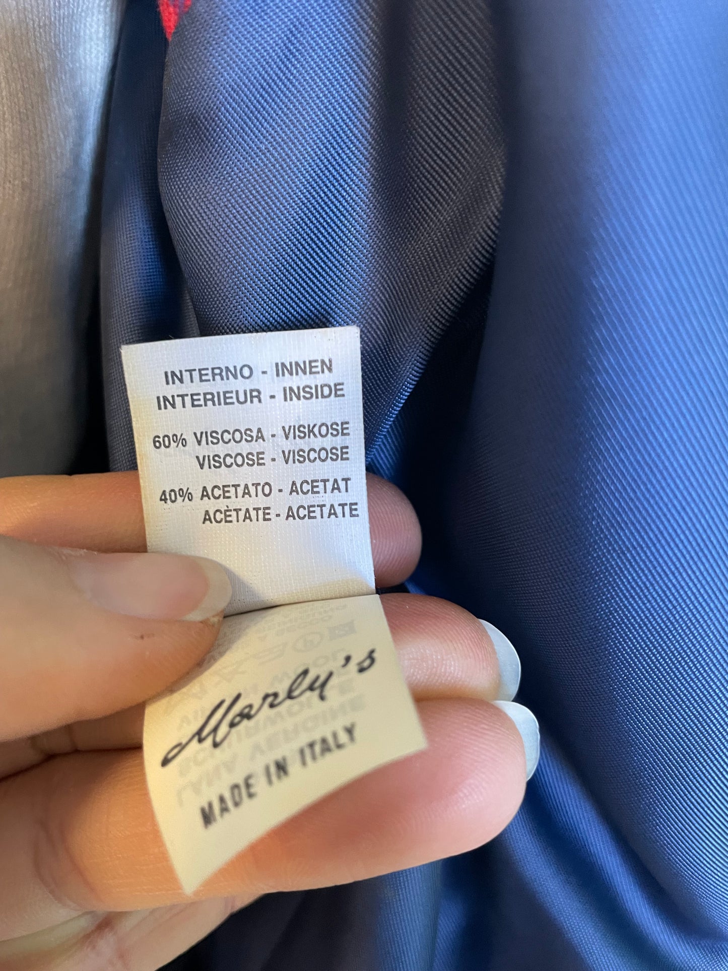 Completo 3 pezzi in pura lana vergine blu e scozzese - anni 90 - Made in Italy.