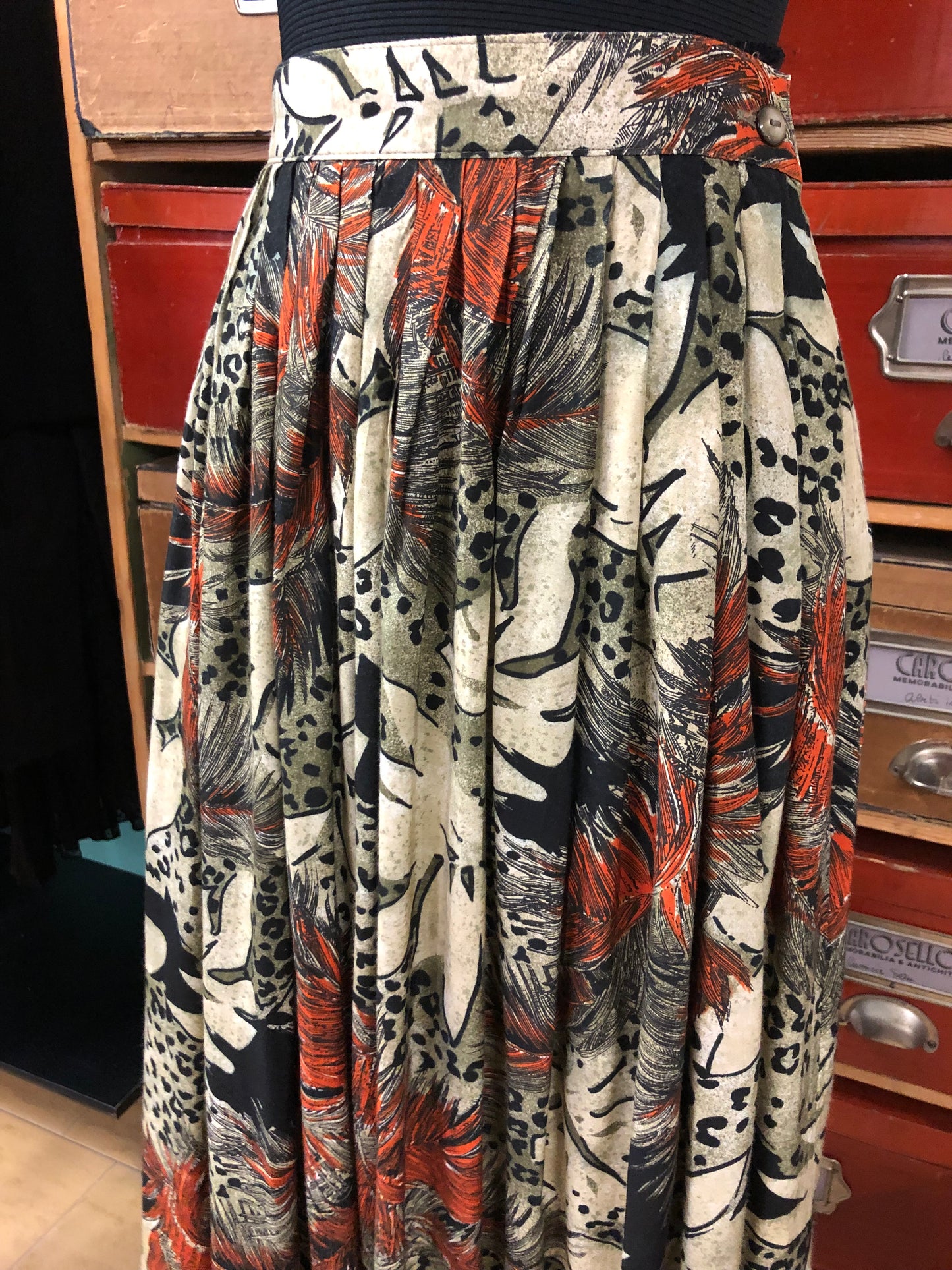 Gonna stampa tropical e leopardo anni 80