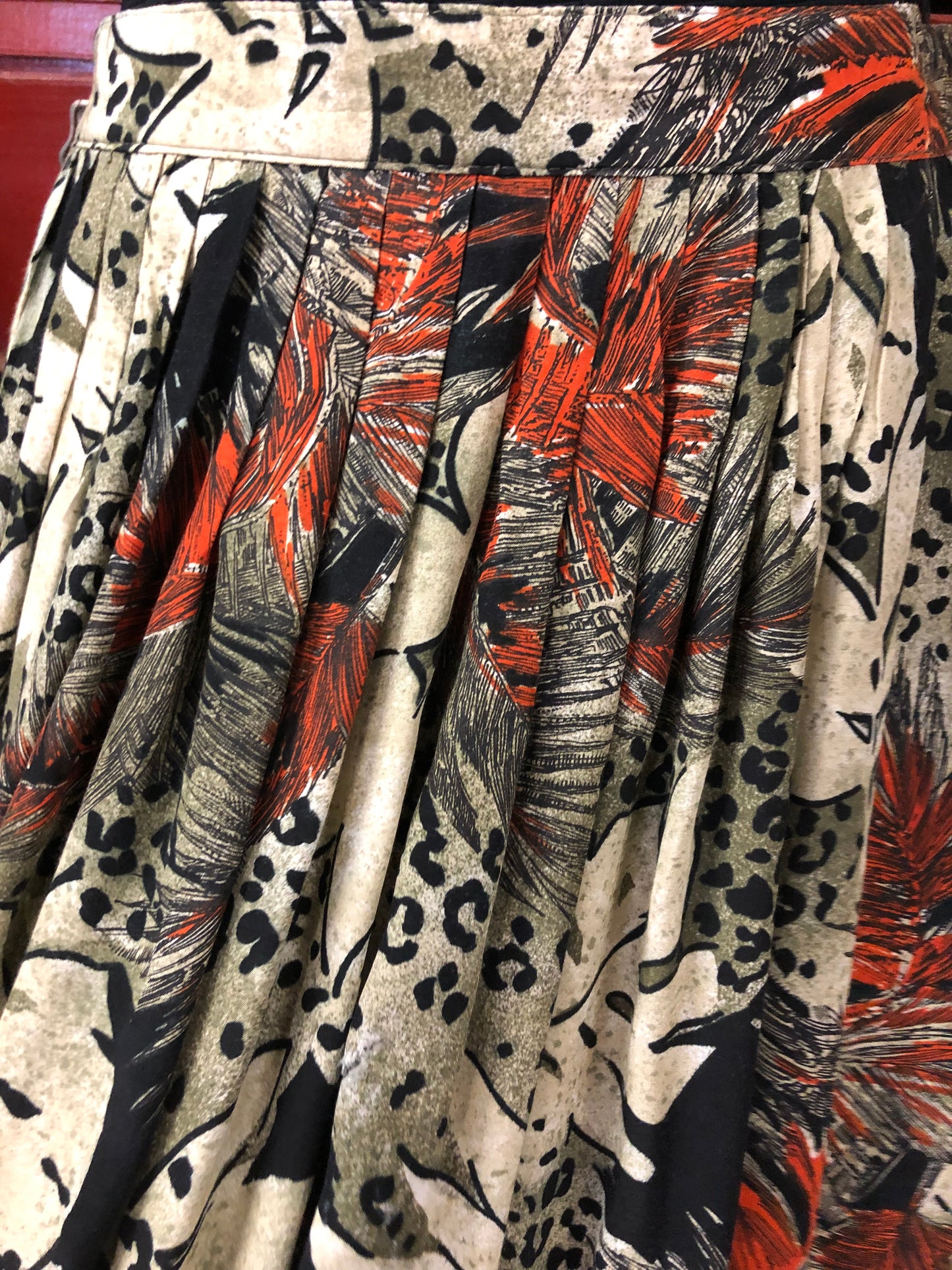 Gonna stampa tropical e leopardo anni 80