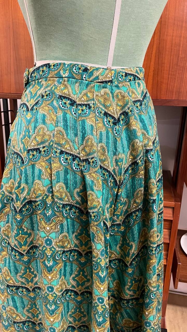 Gonna pantalone primi anni 80 in flanella leggera - stampa paisley- tg.46