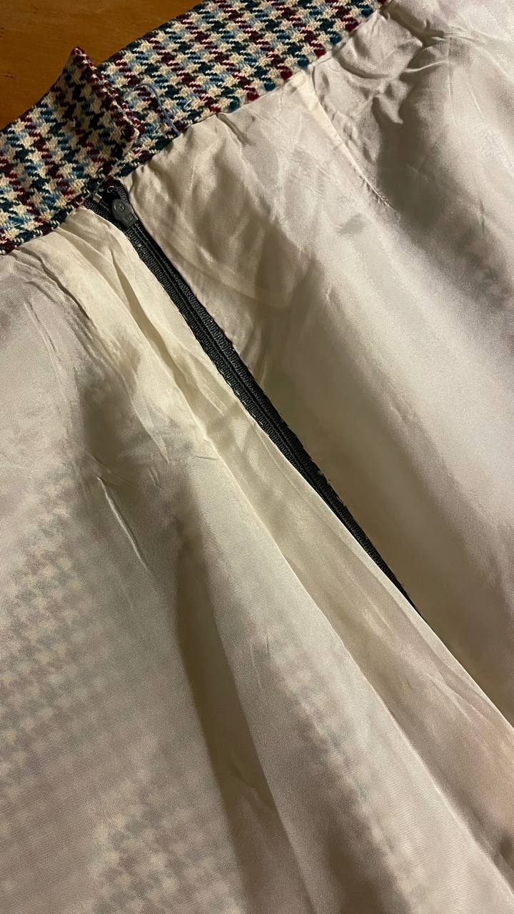 Gonna anni 80 in lana motivo pied de poule - tg.46