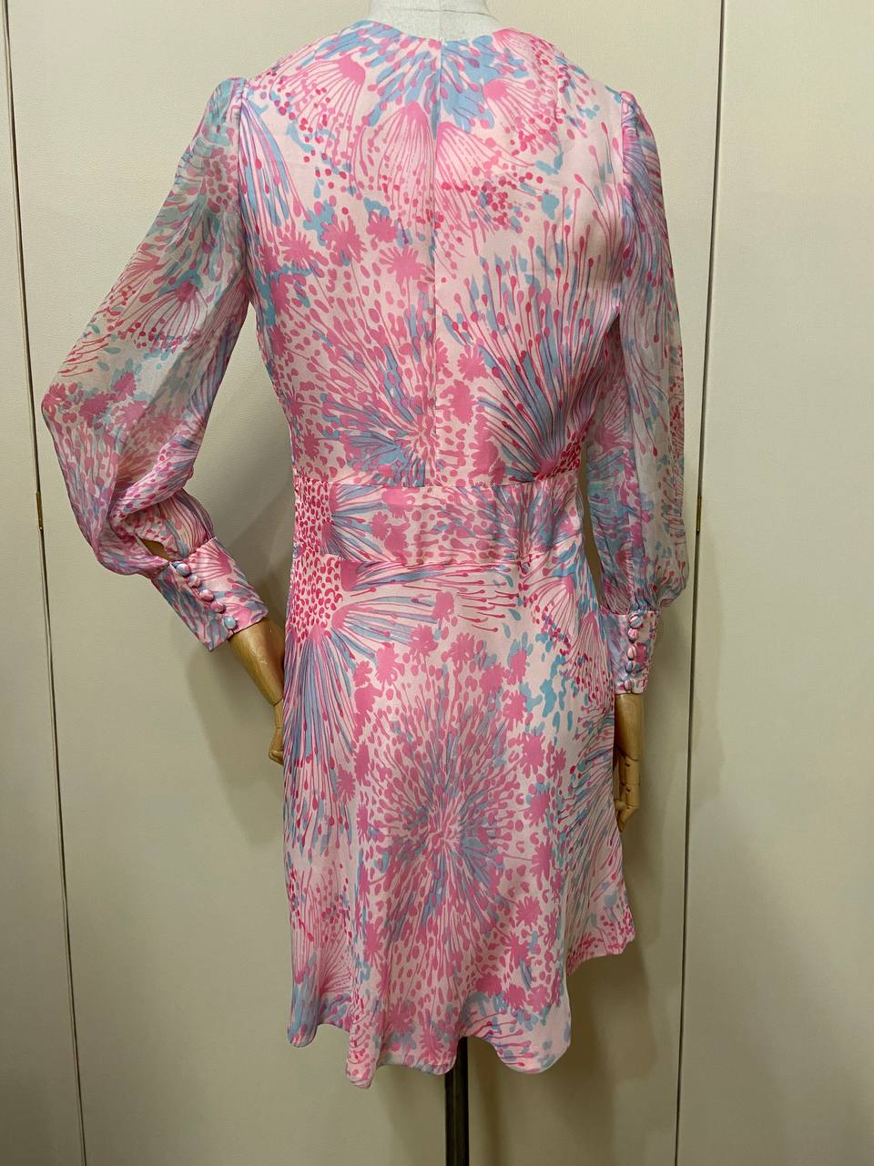 Abito sartoriale in seta pura anni '60 floreale - tg.40