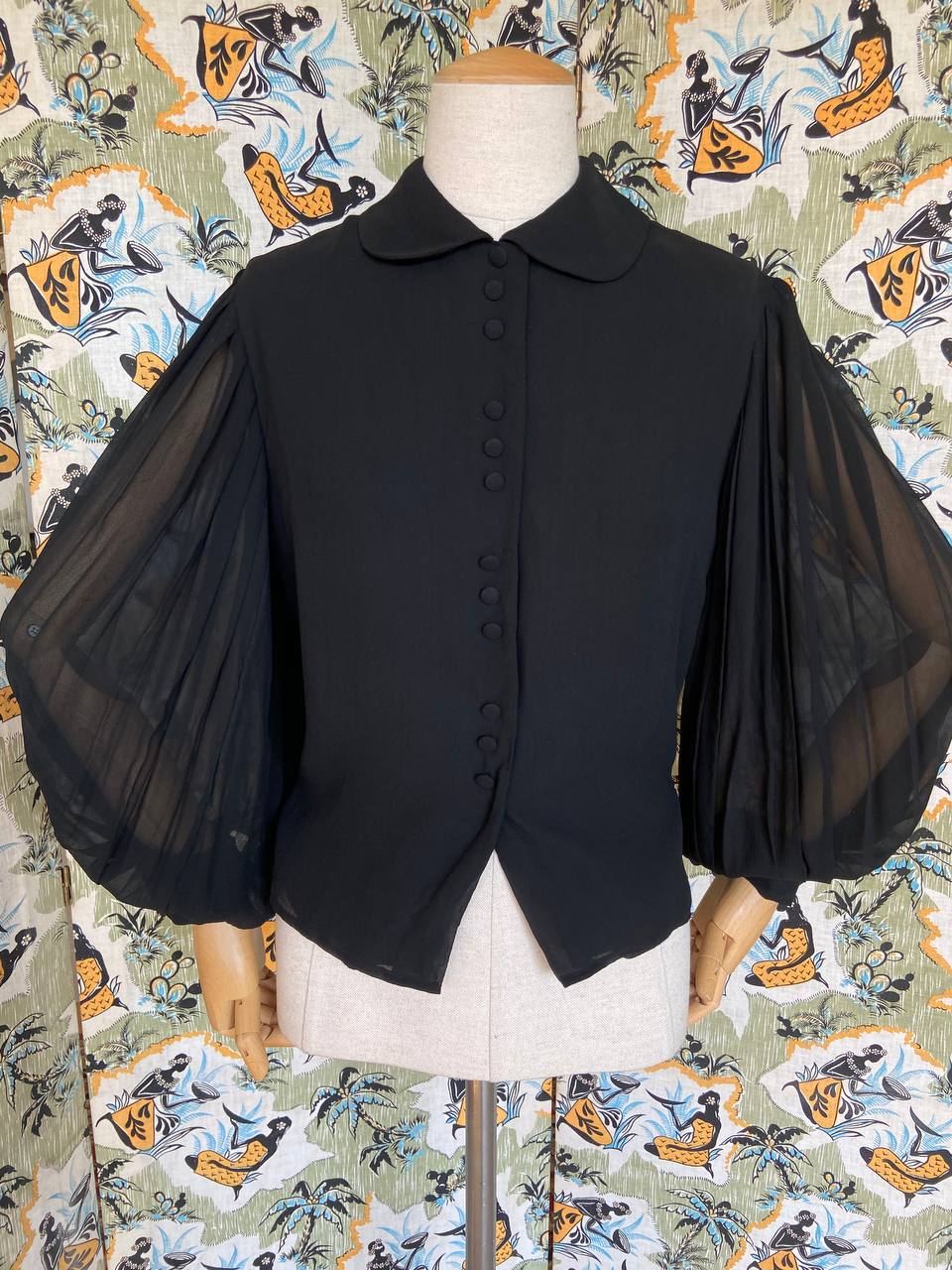 Blusa anni 60 con colletto BonTon - pura seta sartoriale