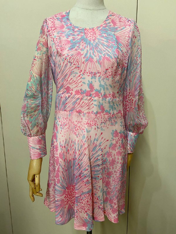 Abito sartoriale in seta pura anni '60 floreale - tg.40