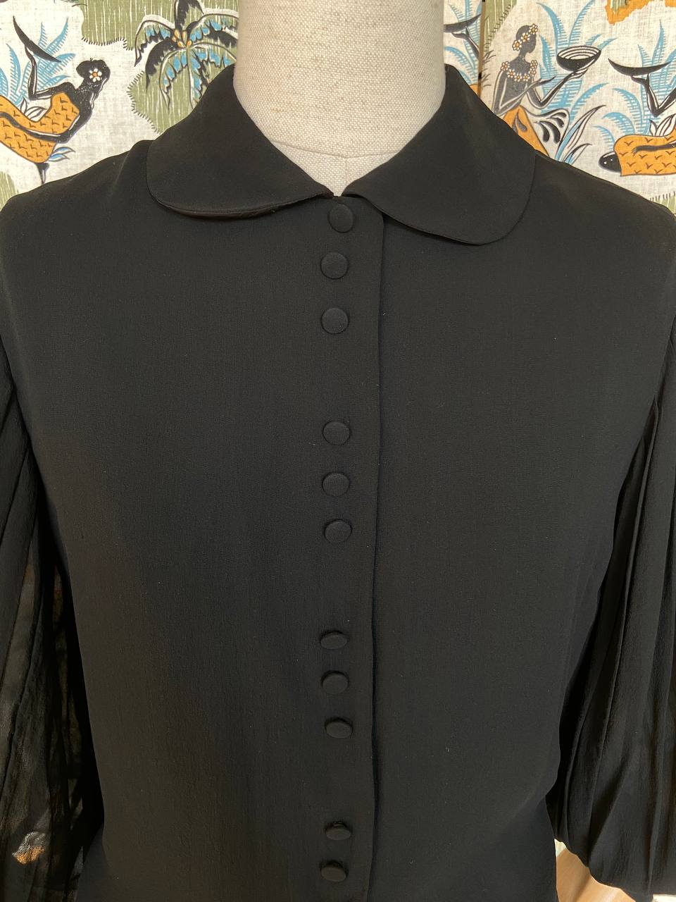 Blusa anni 60 con colletto BonTon - pura seta sartoriale