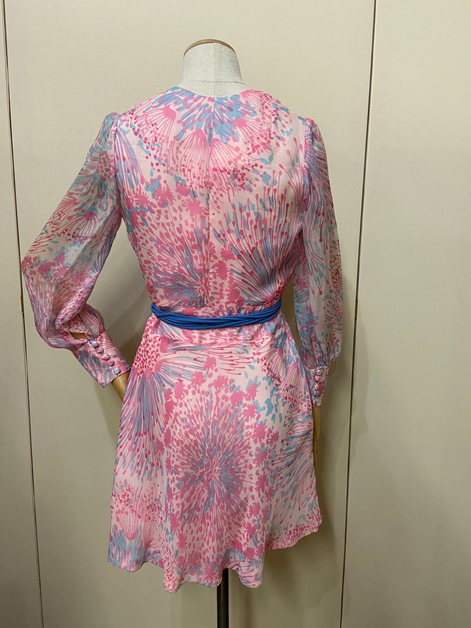 Abito sartoriale in seta pura anni '60 floreale - tg.40