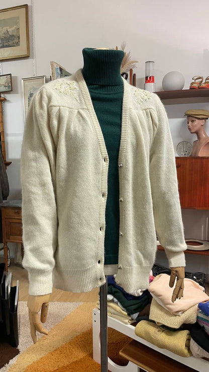 Cardigan vintage in lana e morbida angora - tg. 46/48