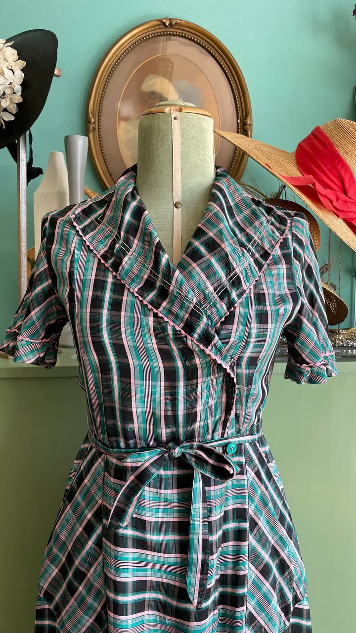 Abito in taffeta anni 40 sartoriale - housecoat 40s - tg.s