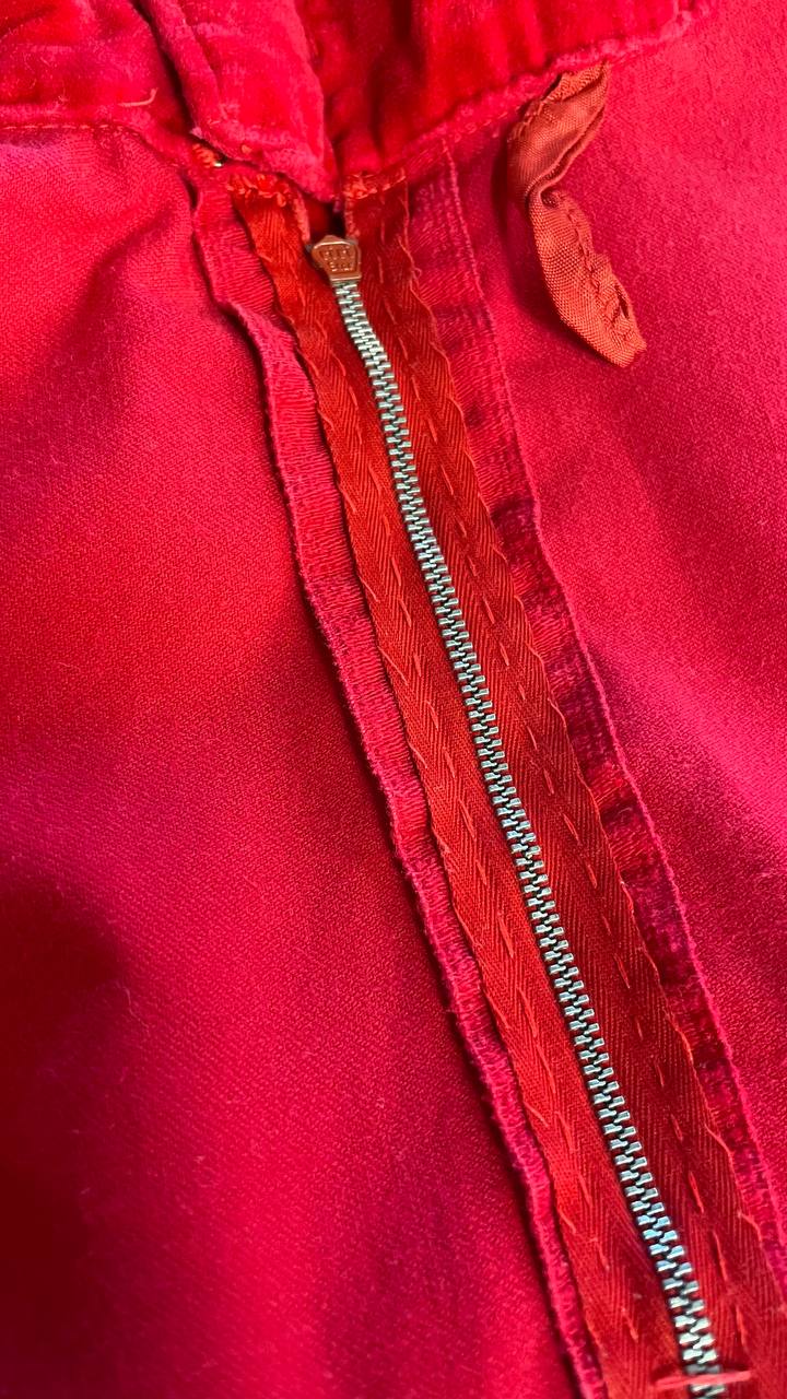 Gonna a ruota piena anni 50 in velluto rosso Carminio - tg.XS/M