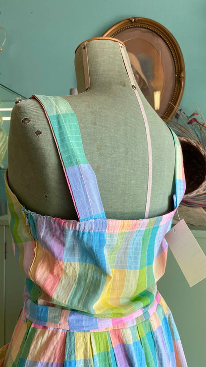 Abitino cotone 1980s does 1950s quadretti arcobaleno - tg.46