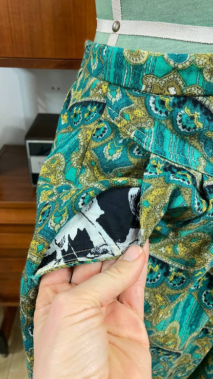 Gonna pantalone primi anni 80 in flanella leggera - stampa paisley- tg.46