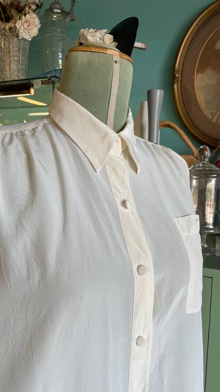 Camicia anni 80 manica lunga in pura seta - tg.XL