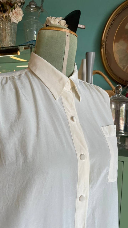 Camicia anni 80 manica lunga in pura seta - tg.XL