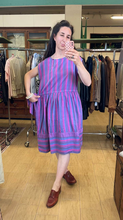 Abito cotone 1980s a righe - tg.50/52