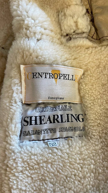 Montone fine 80s - Shearling col.cioccolato - pelle liscia esternamente - tg.52 over