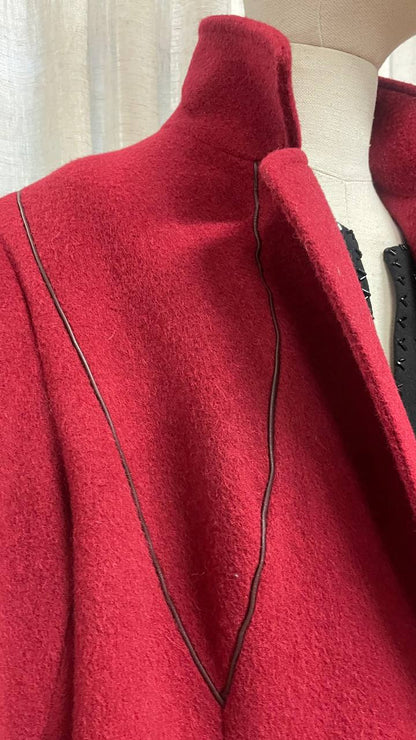 Cappotto doppiopetto anni 80 in lana borgogna - tg.44/46