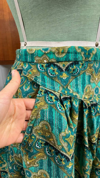 Gonna pantalone primi anni 80 in flanella leggera - stampa paisley- tg.46