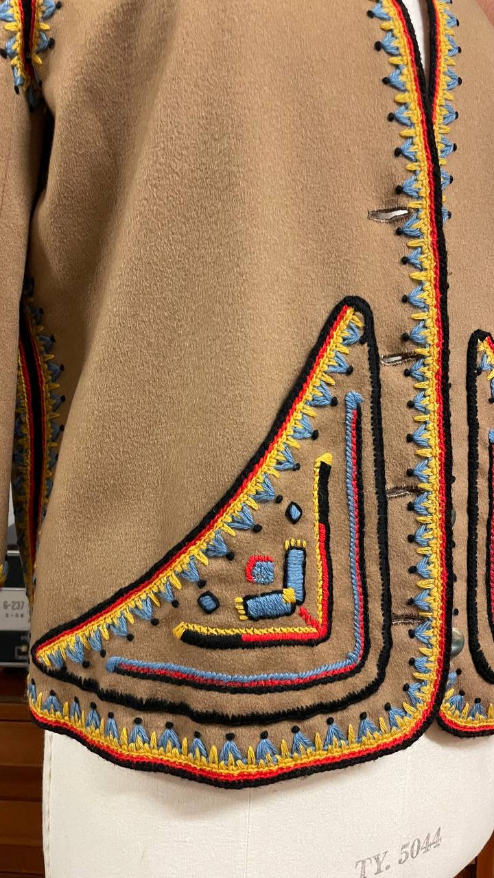 Giacchino folk anni 70 in panno di lana stile messicano - tg.M/L