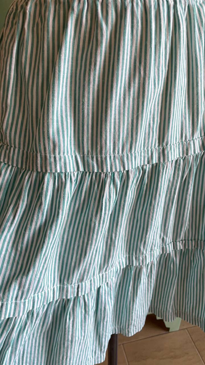 Gonna in cotone a balze - righe verde/bianche tg.M/L