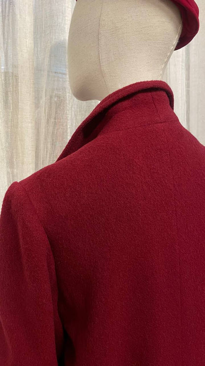 Cappotto doppiopetto anni 80 in lana borgogna - tg.44/46