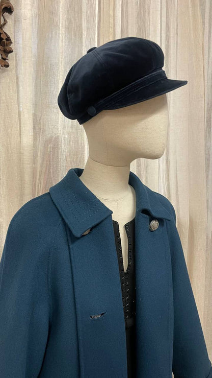 Cappotto anni 80 in pura lana vergine col.ottanio - tg.42/44