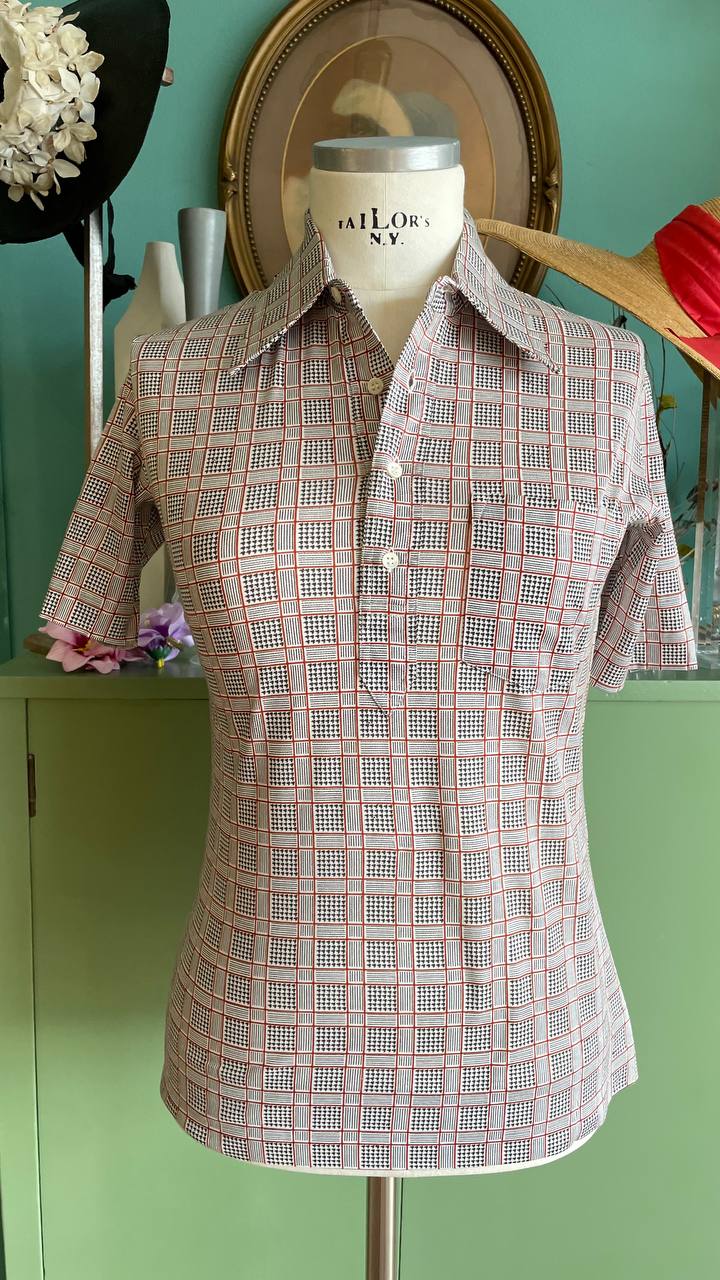 Polo vintage shirt deadstock anni '70 unisex tinta fantasia