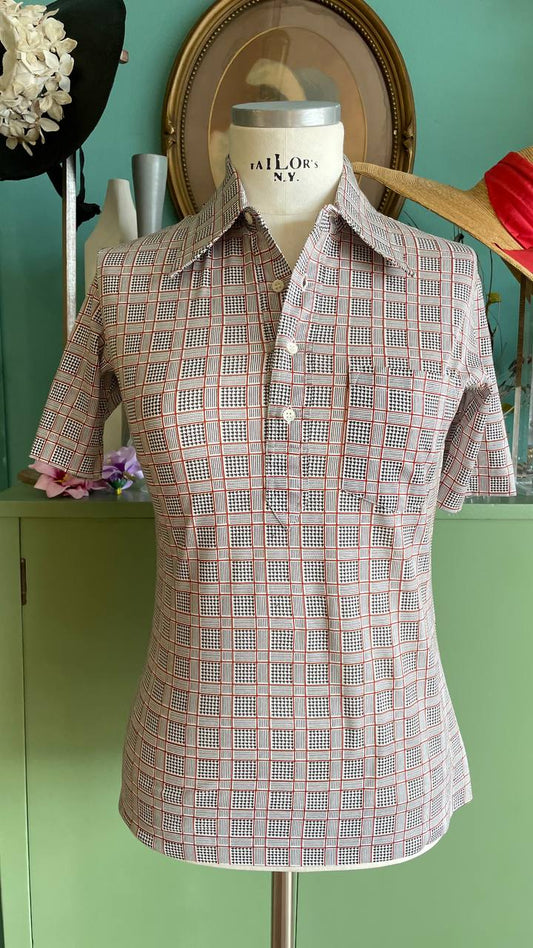 Polo vintage shirt deadstock anni '70 unisex tinta fantasia