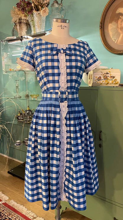 Abito anni 50 vichy Francese