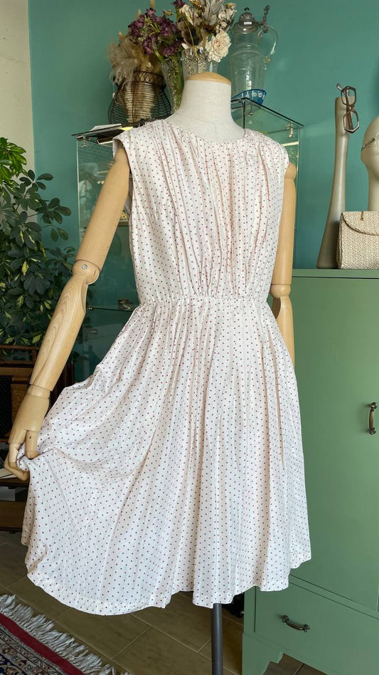 Abito anni 60 in seta pura con pois ciclamino - tg.44