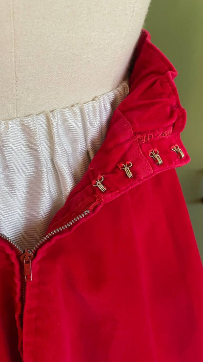 Gonna a ruota piena anni 50 in velluto rosso Carminio - tg.XS/M