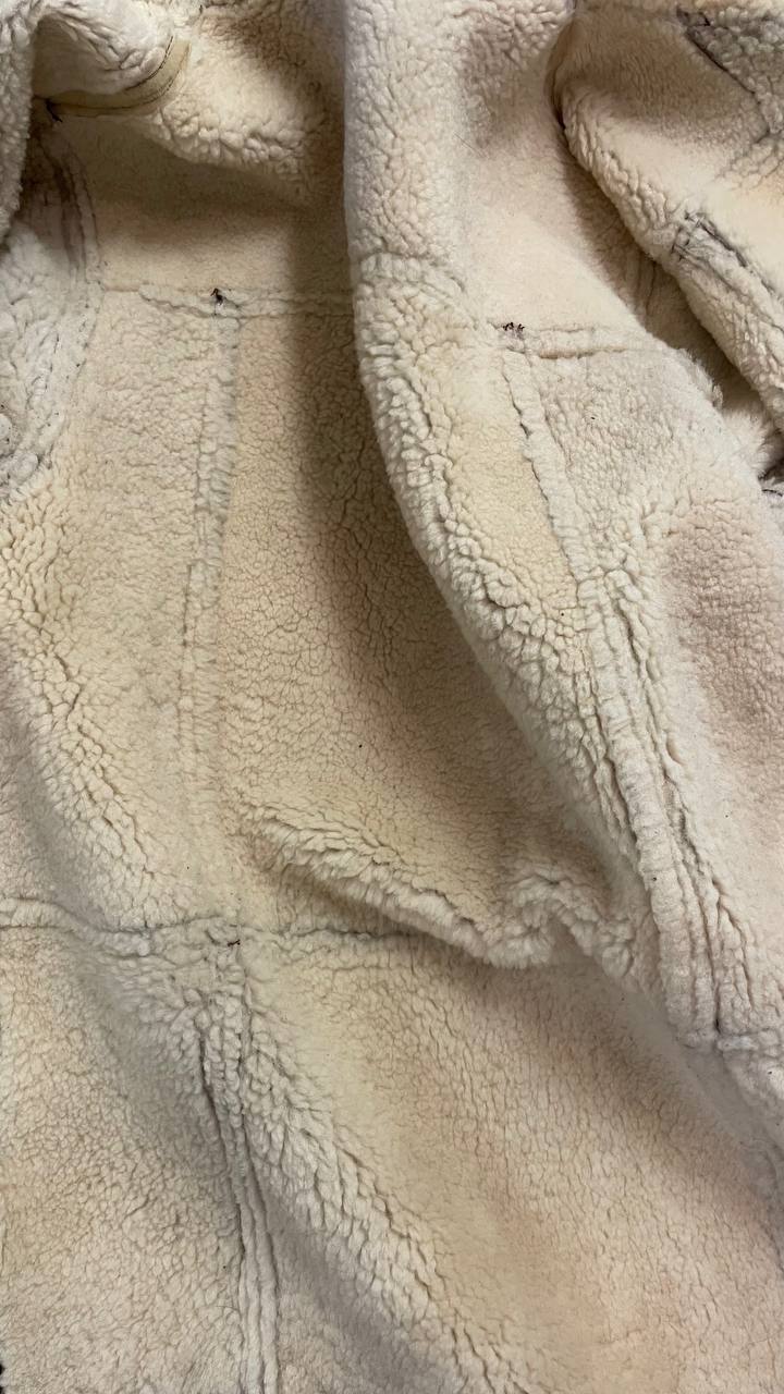 Montone fine 80s - Shearling col.cioccolato - pelle liscia esternamente - tg.52 over