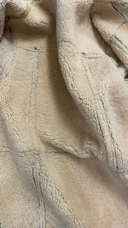 Montone fine 80s - Shearling col.cioccolato - pelle liscia esternamente - tg.52 over