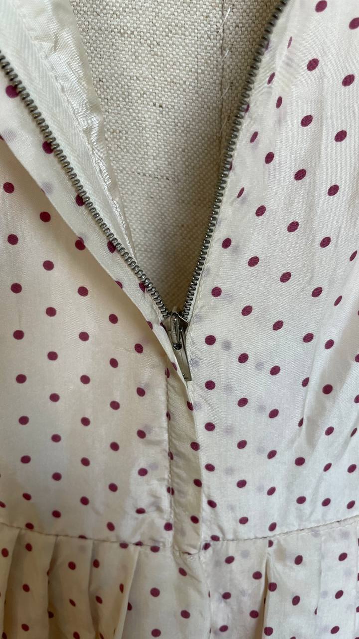 Abito anni 60 in seta pura con pois ciclamino - tg.44
