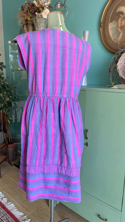 Abito cotone 1980s a righe - tg.50/52