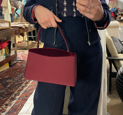 Borsetta fine anni 50 in seta e velluto col.bordeaux