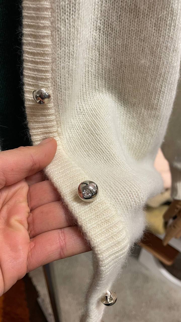 Cardigan vintage in lana e morbida angora - tg. 46/48